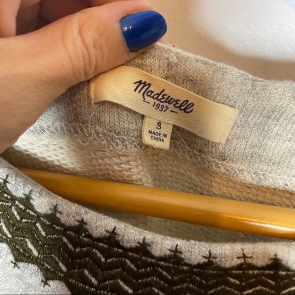 Madewell Crosswave Embroidered Grey Sweatshirt womens size small - Picture 9 of 9